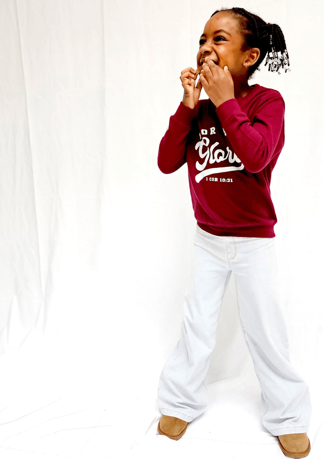 For His Glory Burgundy College Sweatshirt -  1 Cor 10:31 [KIDS]