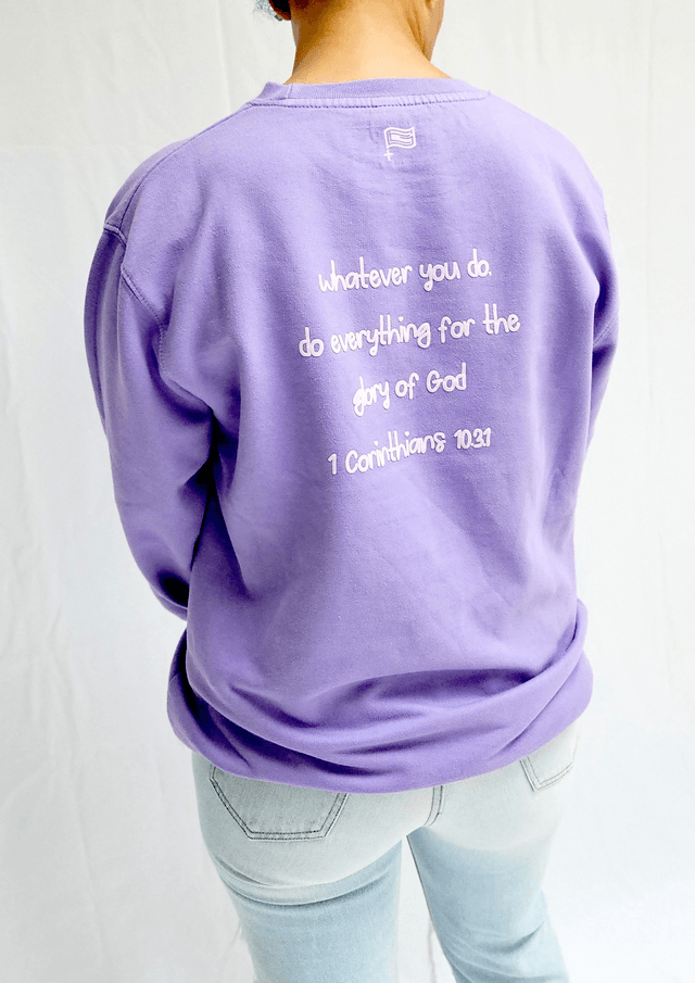 For His Glory Lavender Puff Sweatshirt -  1 Cor 10:31