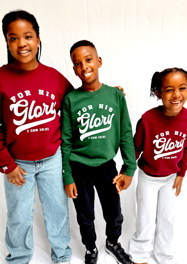 For His Glory Burgundy College Sweatshirt -  1 Cor 10:31 [KIDS]