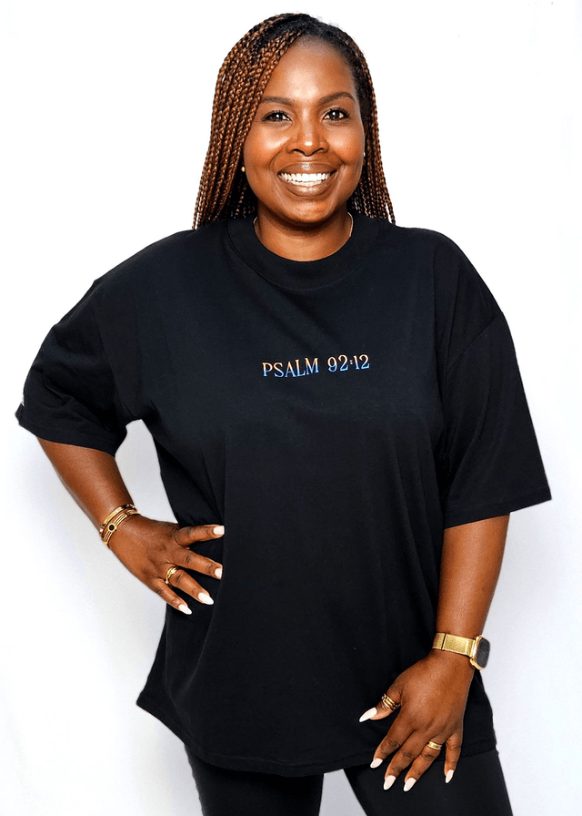 The Black Tropical Palm Tree Tee - Psalm 92:12 [Oversized]