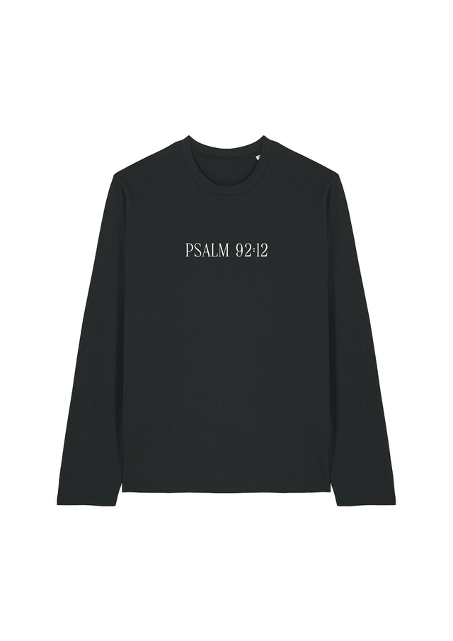 Long Sleeve Palm Tree Tee - Psalm 92:12 [Black]