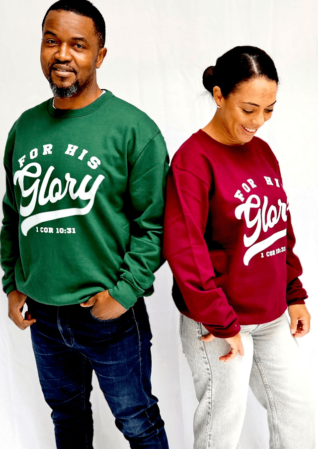 For His Glory Burgundy College Sweatshirt -  1 Cor 10:31