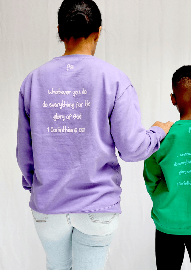 For His Glory Lavender Puff Sweatshirt -  1 Cor 10:31