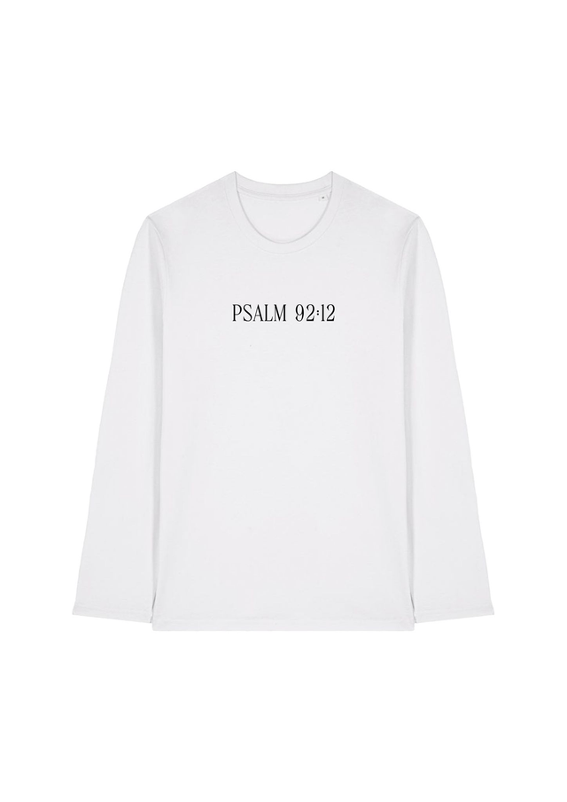 Long Sleeve Palm Tree Tee - Psalm 92:12 [White]