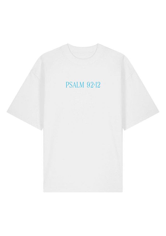 The White Tropical Palm Tree Tee - Psalm 92:12 [Oversized]