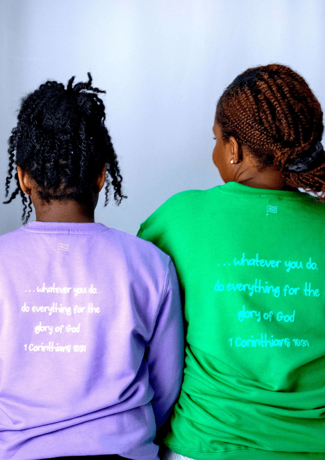 For His Glory Lavender Puff Sweatshirt -  1 Cor 10:31 [KIDS]