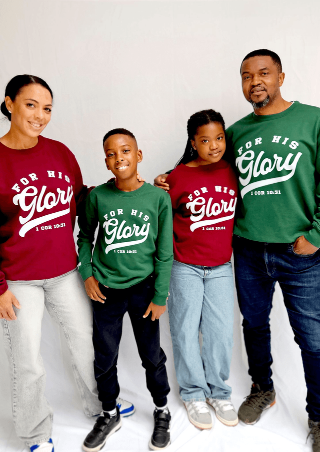 For His Glory Bottle Green College Sweatshirt -  1 Cor 10:31