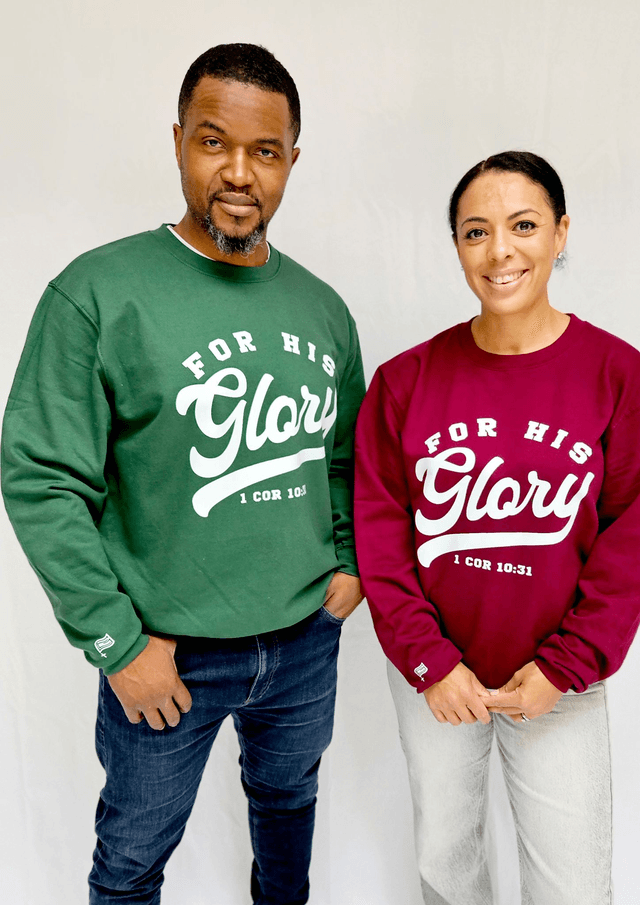 For His Glory Bottle Green College Sweatshirt -  1 Cor 10:31
