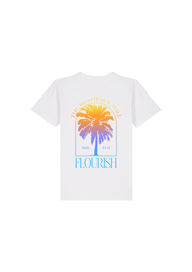 The White Tropical Palm Tee - Psalm 92:12 [Kids+Baby]