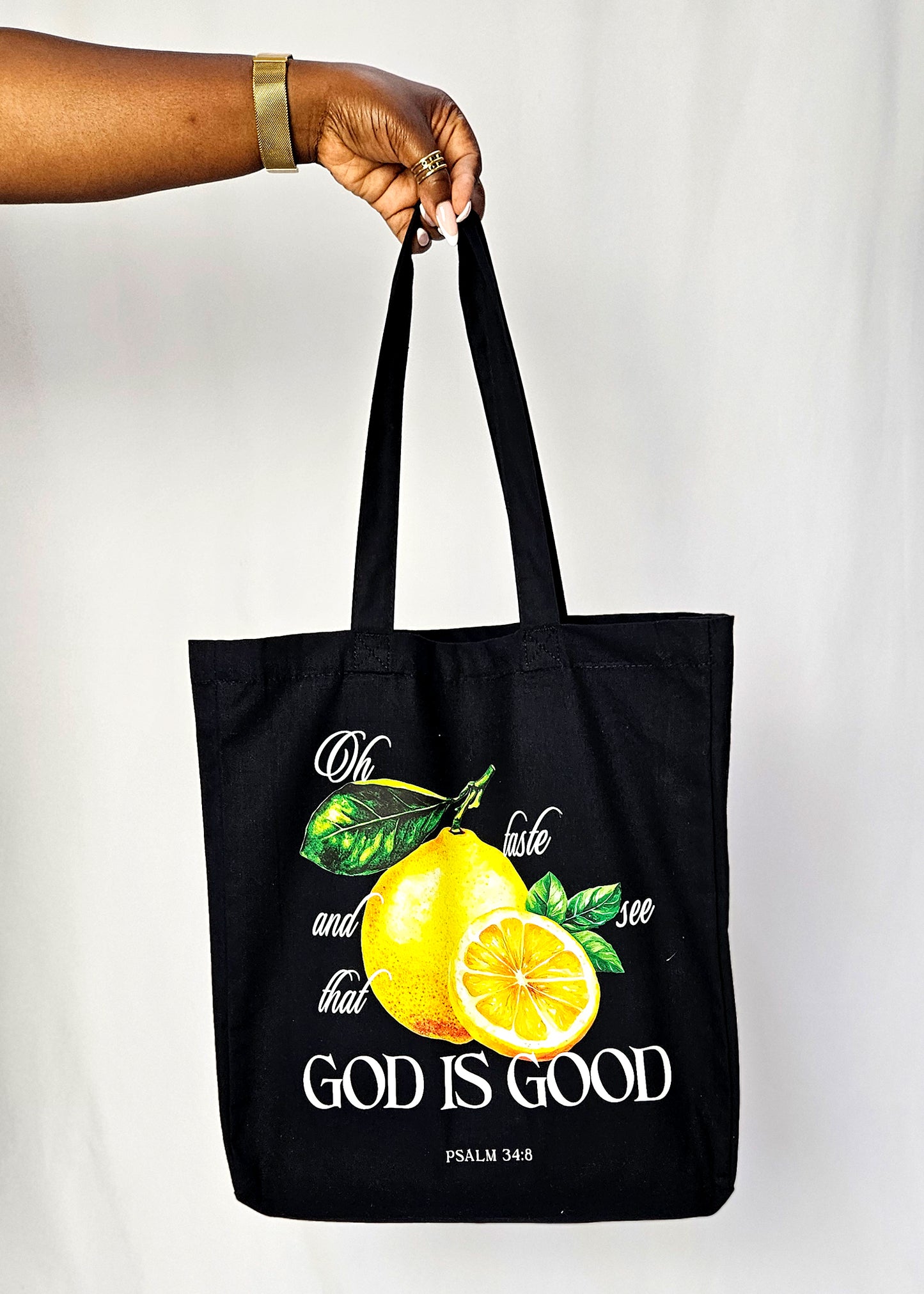Lemon Tote Bag - Psalm 34:8