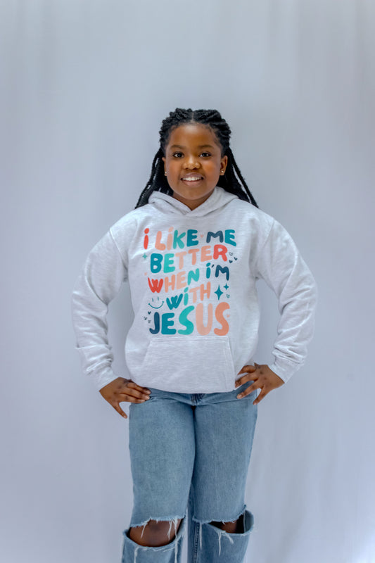 I Like Me Better When I’m with Jesus Hoodie | Grey | Child