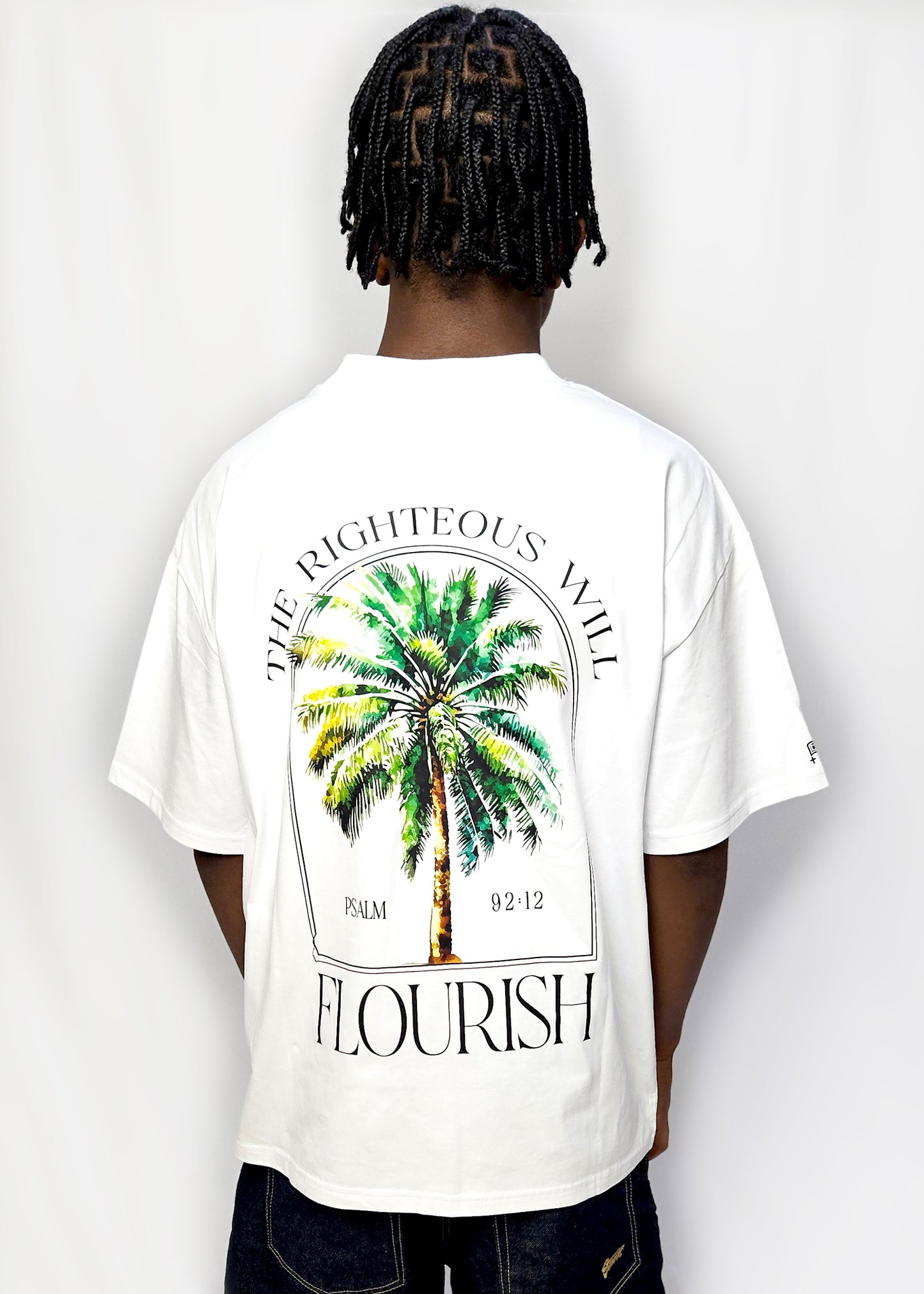 The White Palm Tree Tshirt - Psalm 92:12 [Oversized]