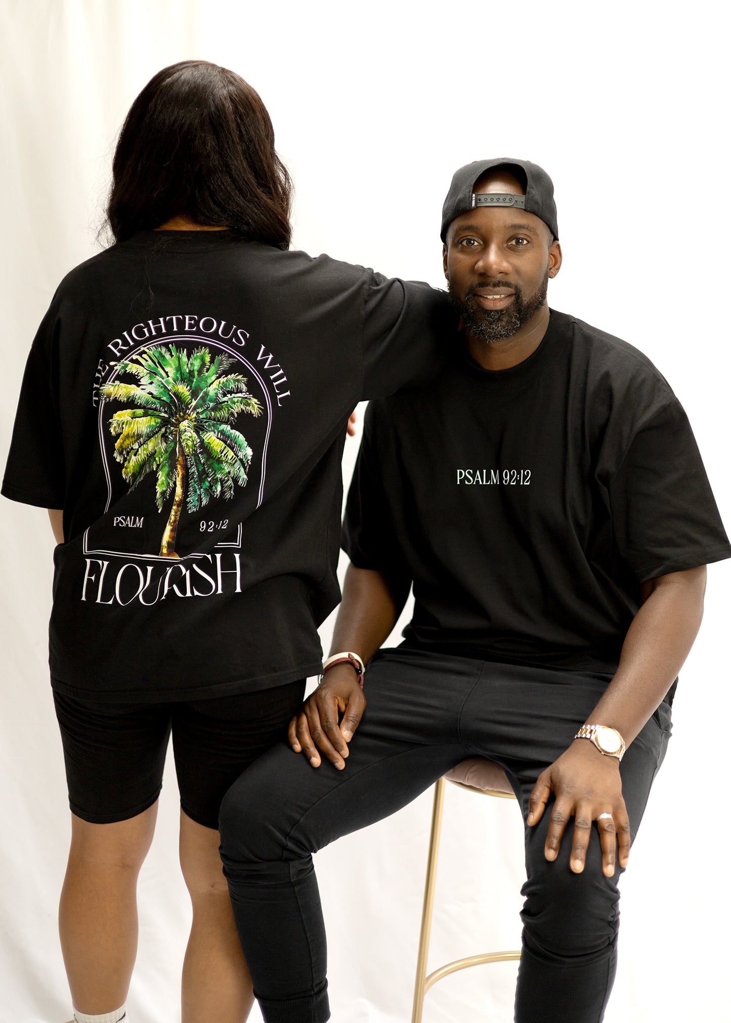The Black Palm Tree Tshirt - Psalm 92:12 [Oversized]